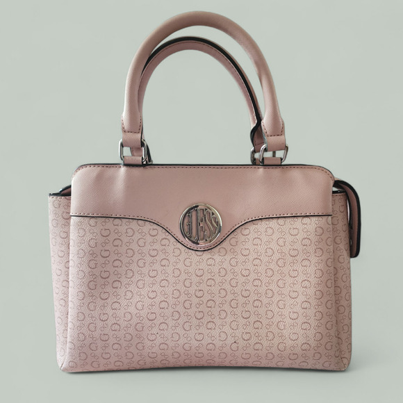 GUESS Tote Bag Handbag Classic Logo Print peach with coin purse - Picture 1 of 10